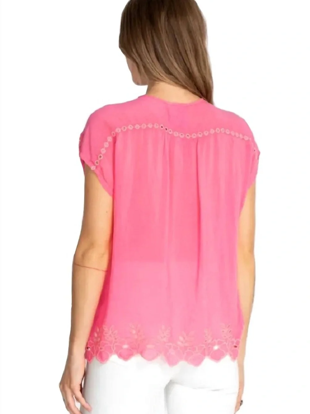 NWOT Johnny Was Bright Pink Embroidered Peplum Tunic